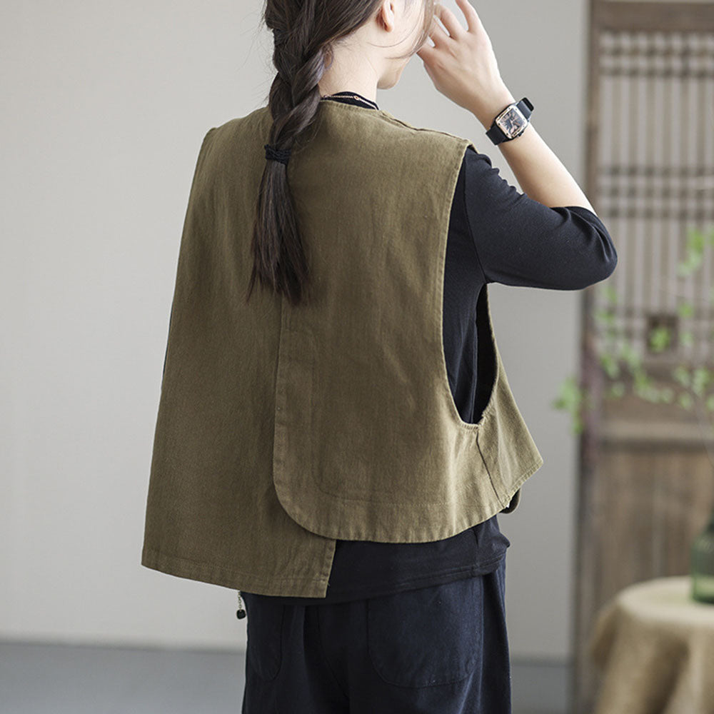 Asymmetrical Button Up Solid Casual Vest