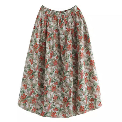 Cotton Floral Printed A-line Skirt