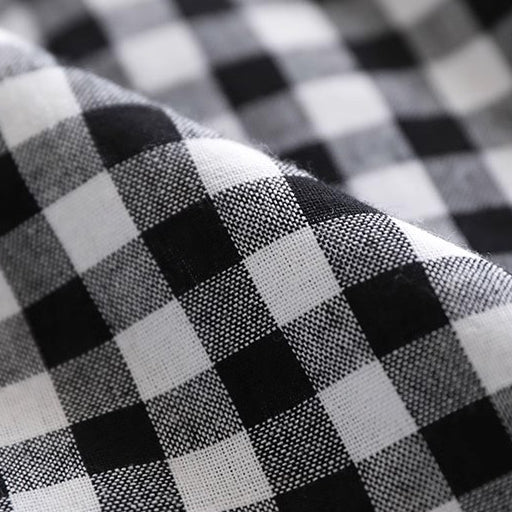 Cotton Linen High Waist Plaid A-line Skirt for Women