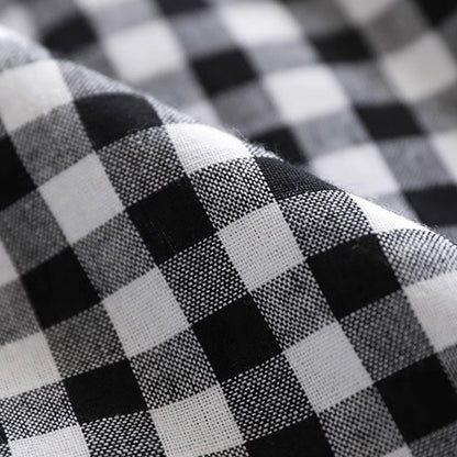 Cotton Linen High Waist Plaid A-line Skirt for Women