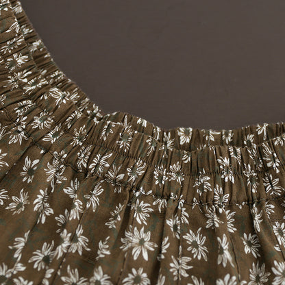 Cotton Linen Retro Floral All-match A-line Skirt