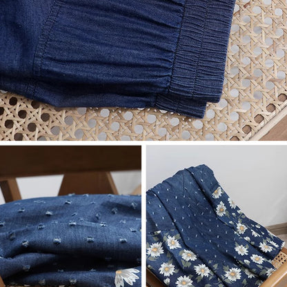 Floral Printed High-Rise Frayed Denim Skirt