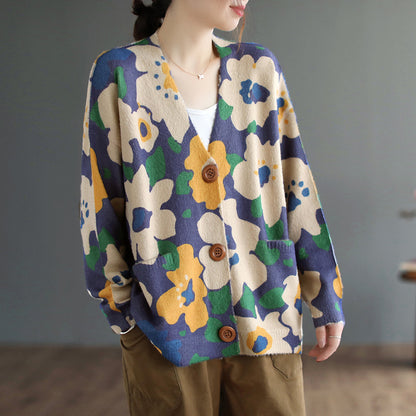 Flower Knitted Cardigan Sweater