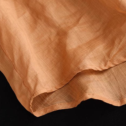 Ramie Embroidery V-neck Blouse