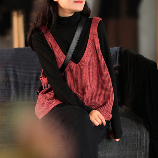 Solid Casual Knitted Vest