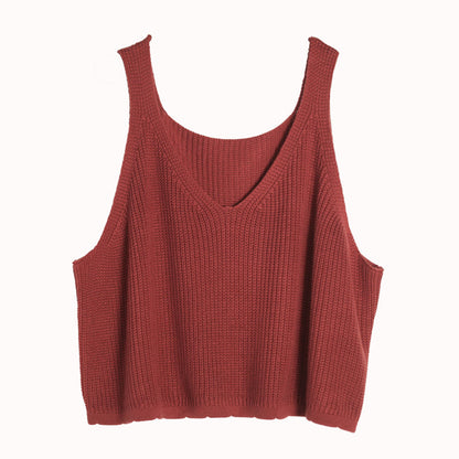 Solid Casual Knitted Vest