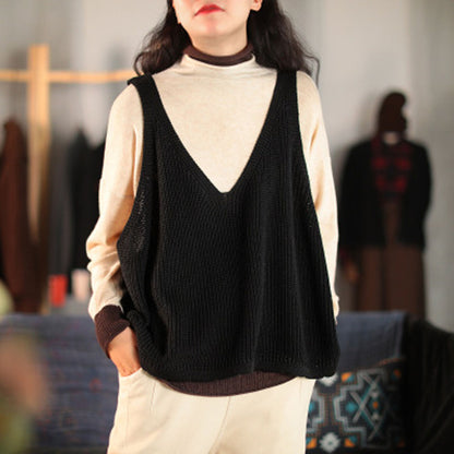 Solid Casual Knitted Vest