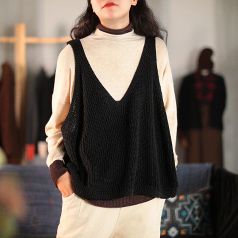 Solid Casual Knitted Vest