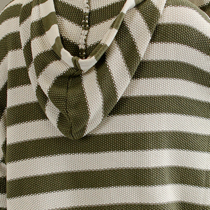 Stripes Knitted Color-Block Hooded Sweater