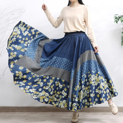 Stylish Floral High-Rise Spliced Skirt