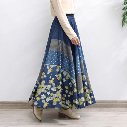 Stylish Floral High-Rise Spliced Skirt