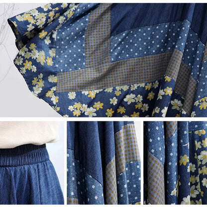 Stylish Floral High-Rise Spliced Skirt