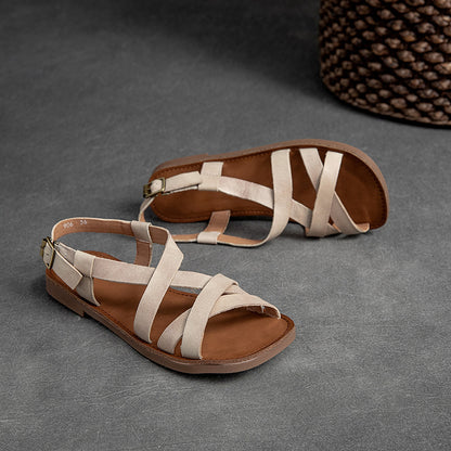 Summer Crossing Belts Leather Flat Beach Sandals