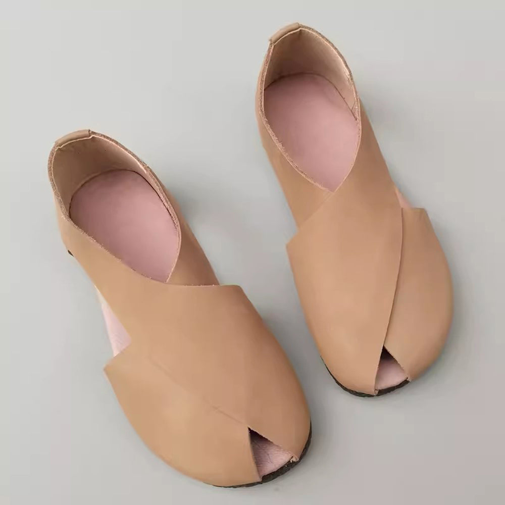 Vintage Casual Peep Toe Leather Sandals