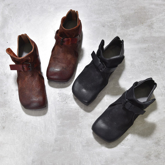 Vintage Square Toe Short Riding Boots