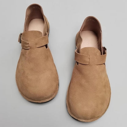 Wide Toe British Style Leather Flat Shoes