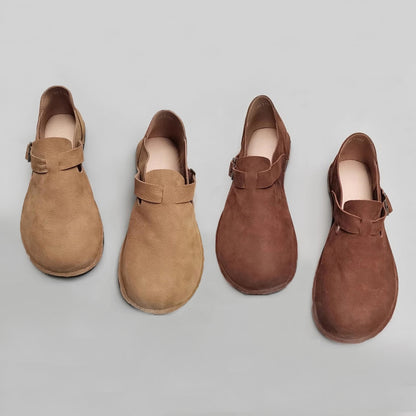 Wide Toe British Style Leather Flat Shoes