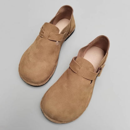 Wide Toe British Style Leather Flat Shoes