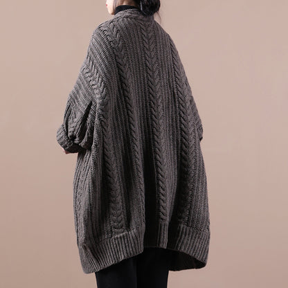 Women Knitted Solid Casual Chunky Cardigan