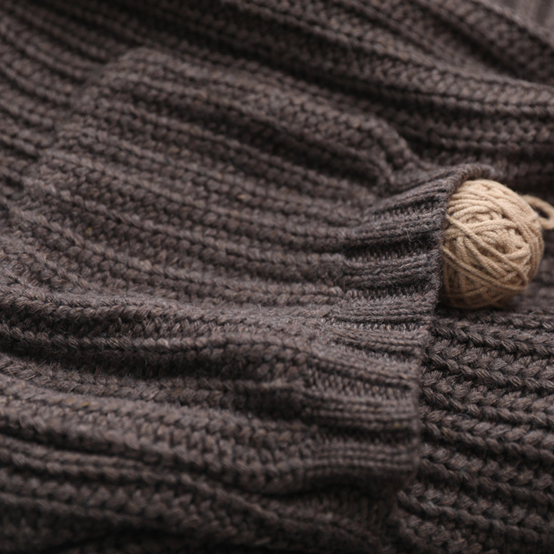 Women Lantern Sleeve Knitted Cardigan