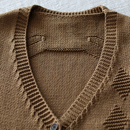 Women Solid V-Neck Knitted Vest